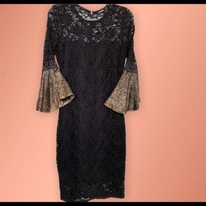 Marina Elegant Black Lace Dress. Size 6.